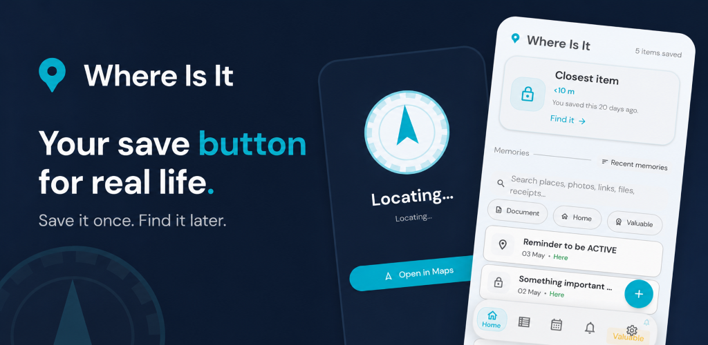 Where Is It save button for real life product screen